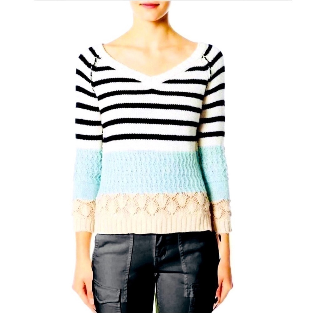 Sanctuary Wintermint Remix Rugby V-Neck Sweater Sz XS NWT